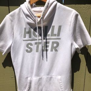 White Hollister hoodie cut sleeves size Large